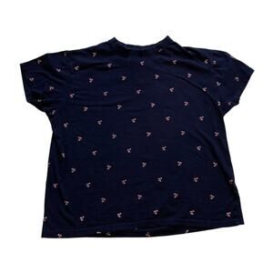 Ping Pong Pro France Cotton Navy Short Sleeve T-Shirt Palm Tree Island Print, M